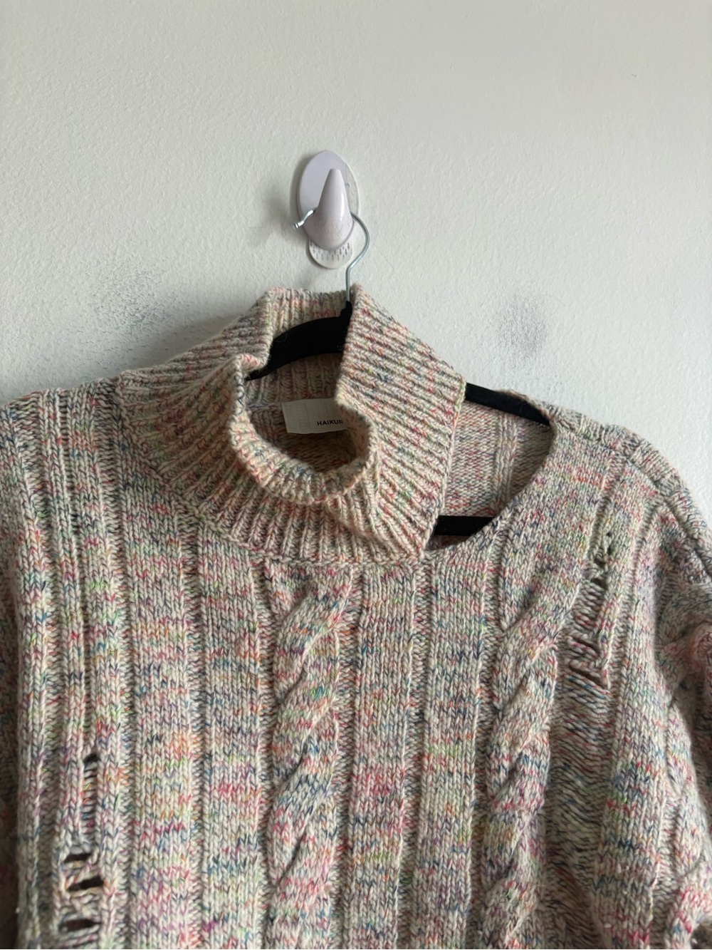Haikure Sz S Clare Rainbow Wool Cotton Knit Cut Out Sweater - Picture 6 of 10